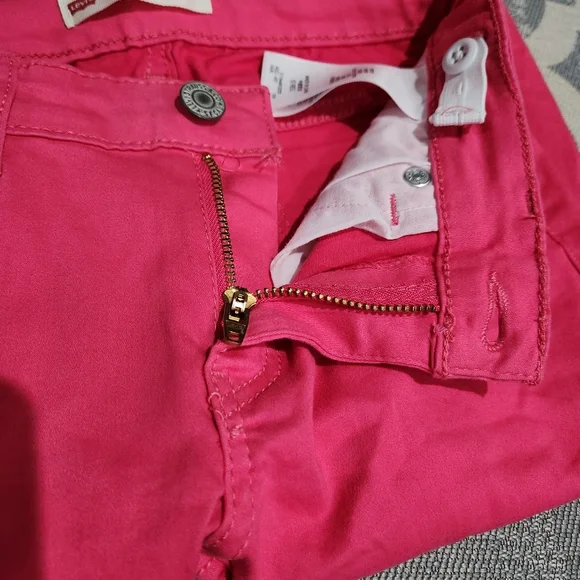 Levi's 710 Super Skinny Jeans Girls 10 R Hot Pink Adjustable Waist Stretch - Picture 6 of 8